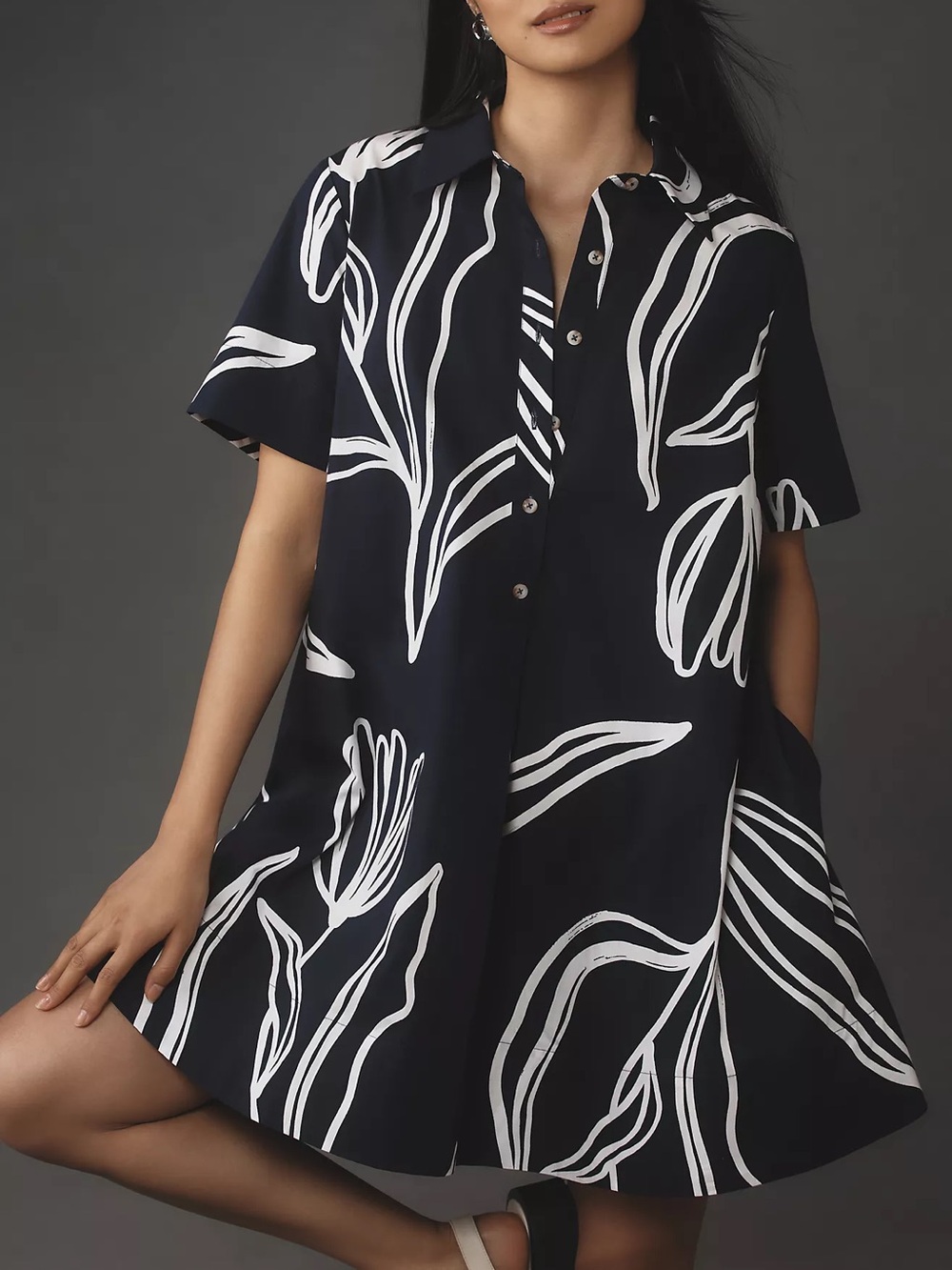 Anthropologie Short-Sleeve Swing Tunic Mini Dress